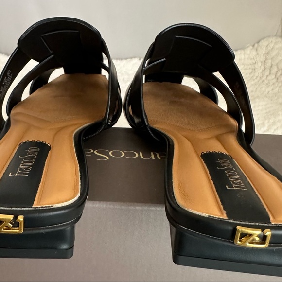 Franco Sarto Black Mules Modern Minimalist Design - Picture 4 of 5